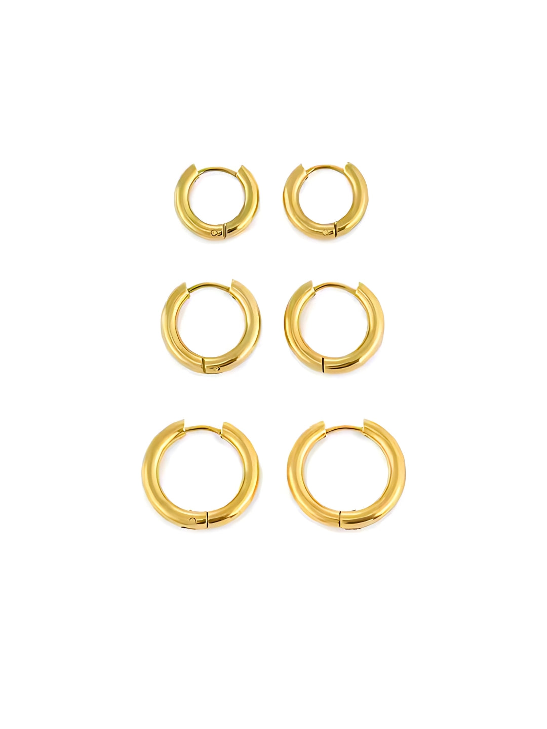 Trio de Argolas de Aço com Banho Ouro 14k