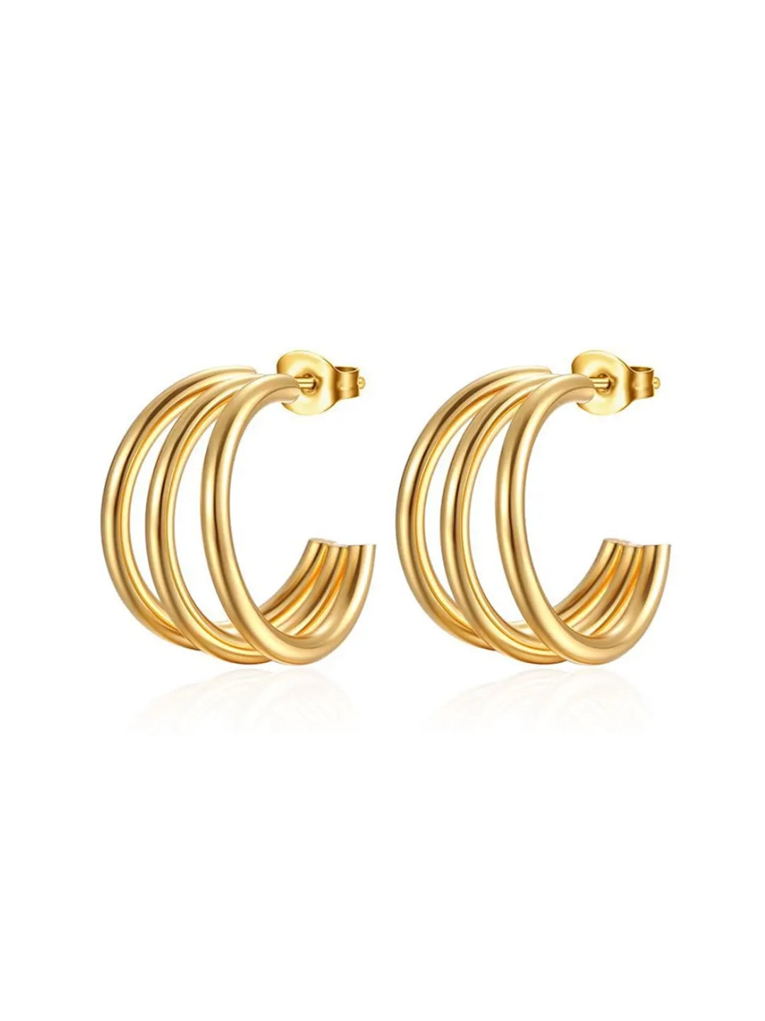 Brinco Trois de Aço com Banho em Ouro 14k