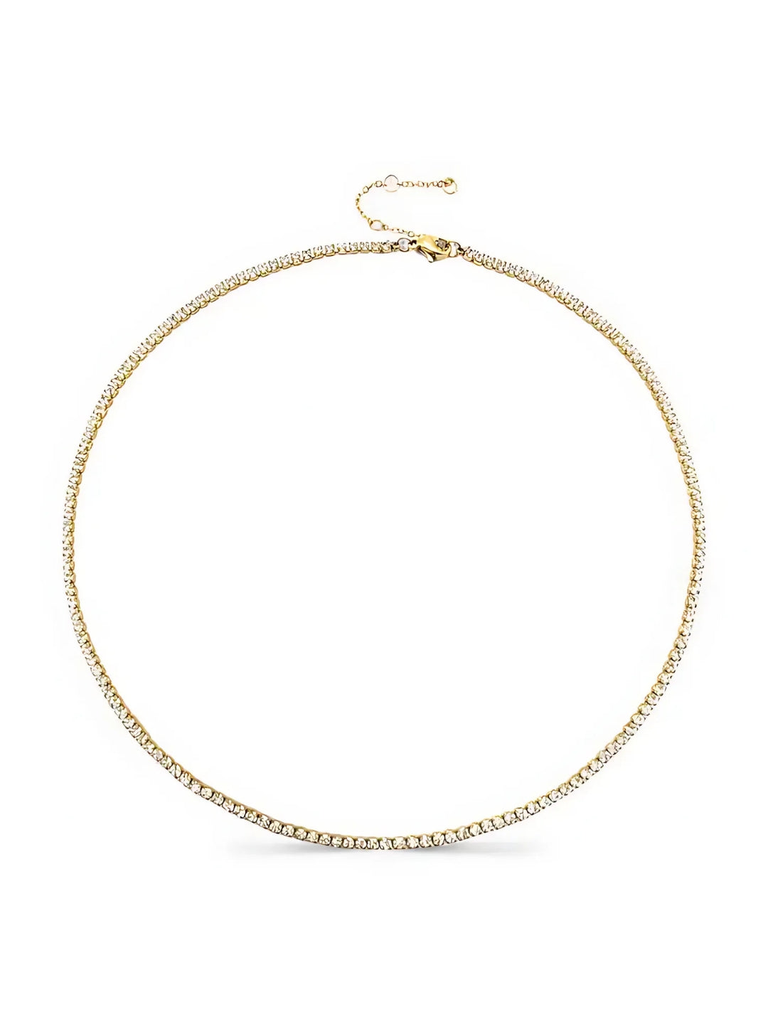 Choker Cravejada de Aço com Banho em Ouro 14k