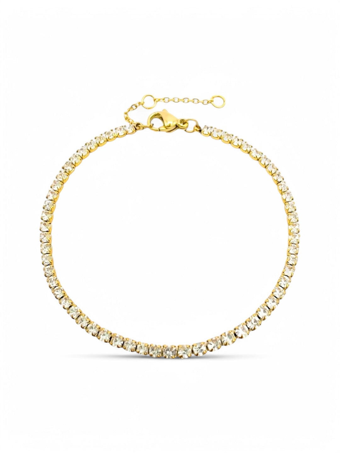 Pulseira Cravejada de Aço com Banho em Ouro 14k
