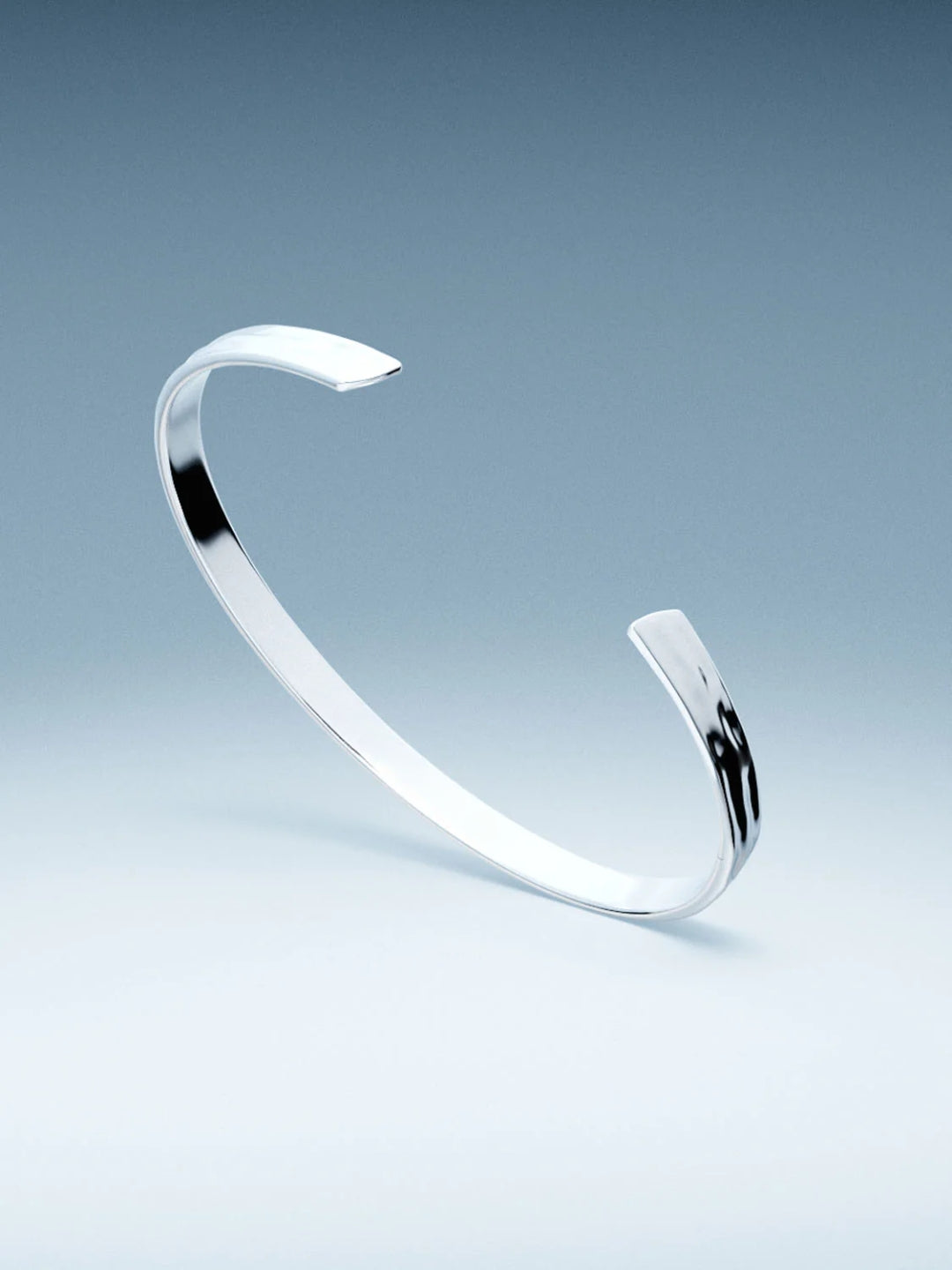 Bracelete Cuff Wave de Aço com Banho em Ouro Branco 18k