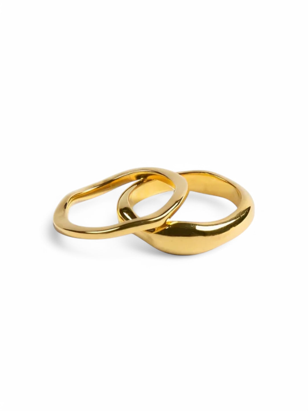Par de anéis Gemini de Aço e Banho Ouro 14k