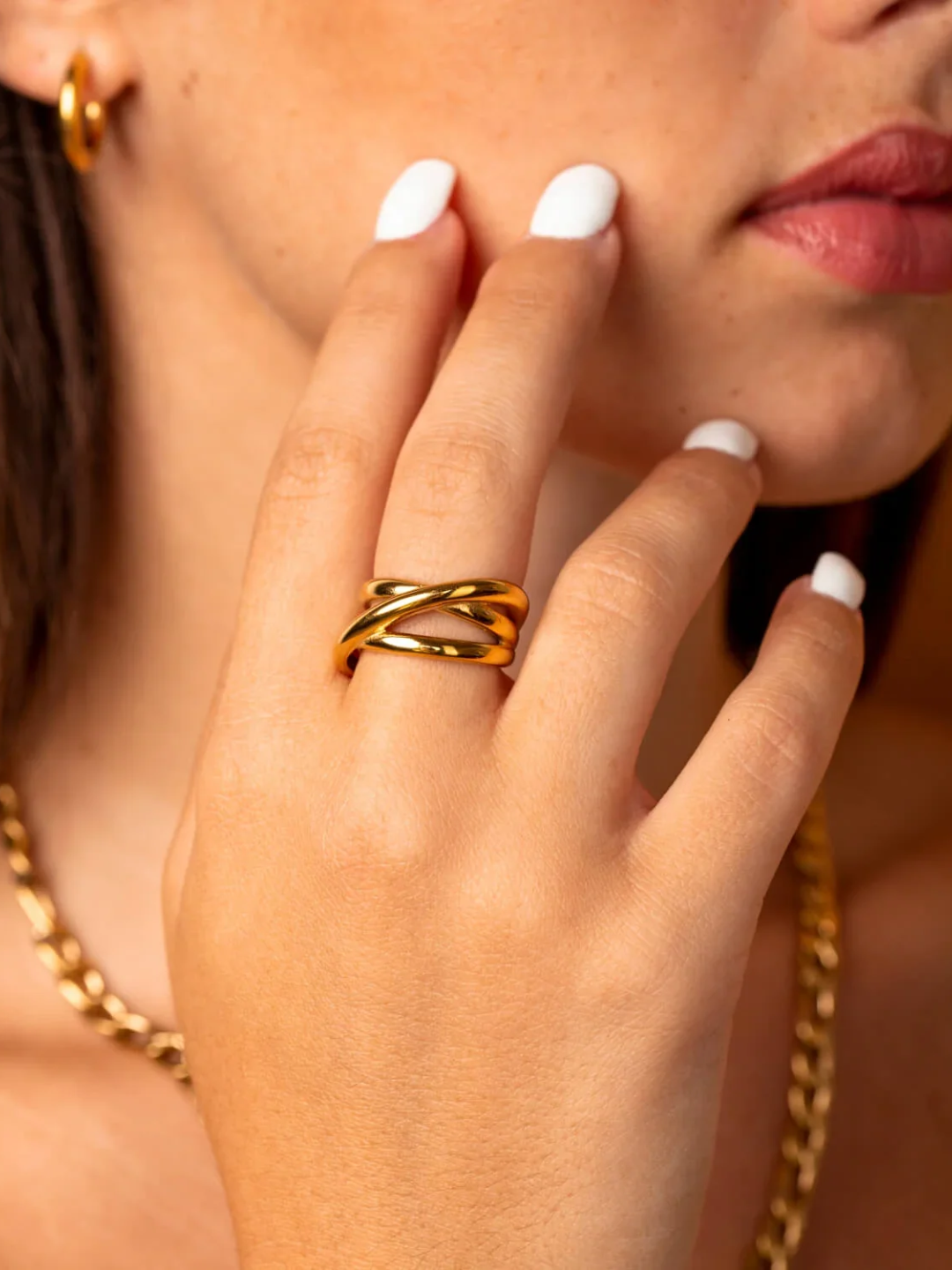 Anel Heloisa de Aço com Banho Ouro 14k