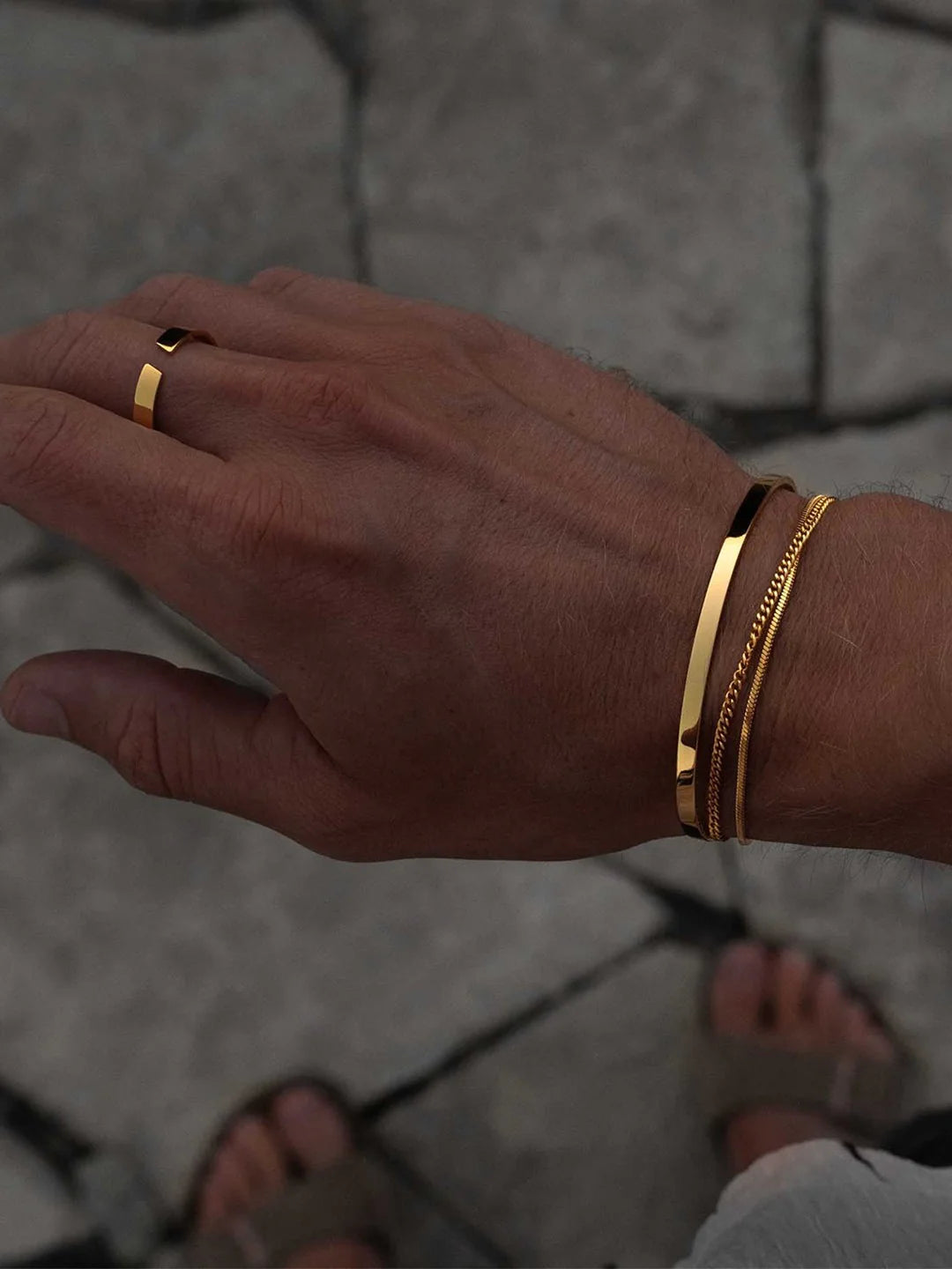 Pulseira Square de Aço com Banho em Ouro 18k
